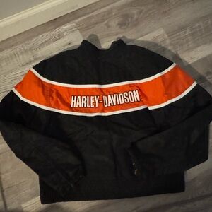 Harley Davidson Black And Orange Jacket Race Style 
Women's Size Large